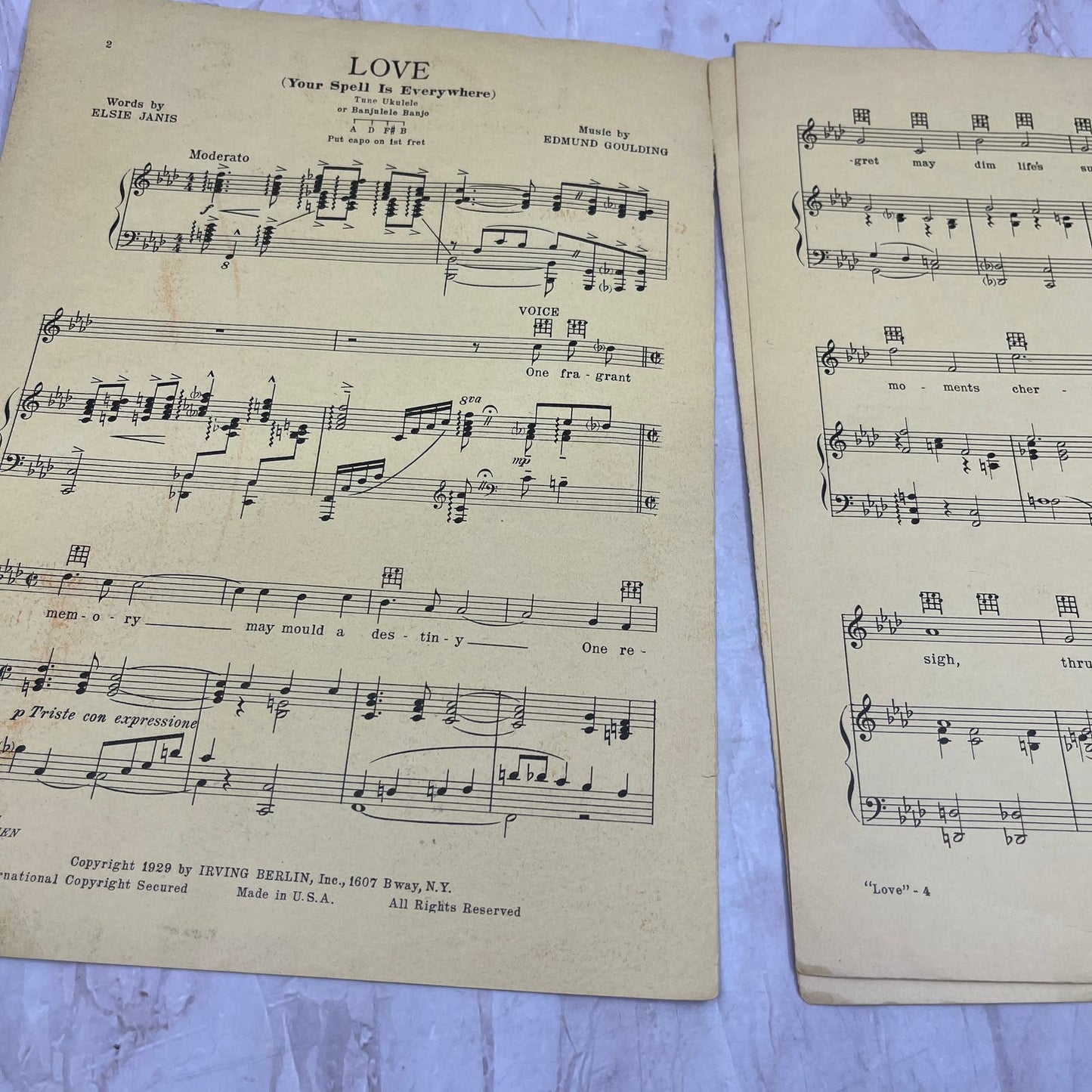 1927 Irving Berlin Love Your Spell is Everywhere Goulding Sheet Music TI8-S7