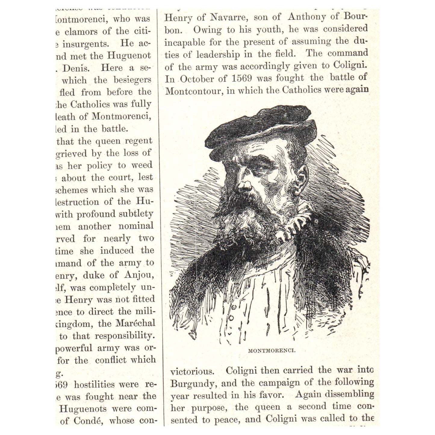 Flight of Coligni From Paris 1911 Engraving Print AF5-9