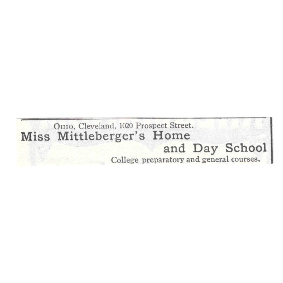 Miss Mettleberger's Home and Day School Cleveland OH 1903 Ad AF8-S31