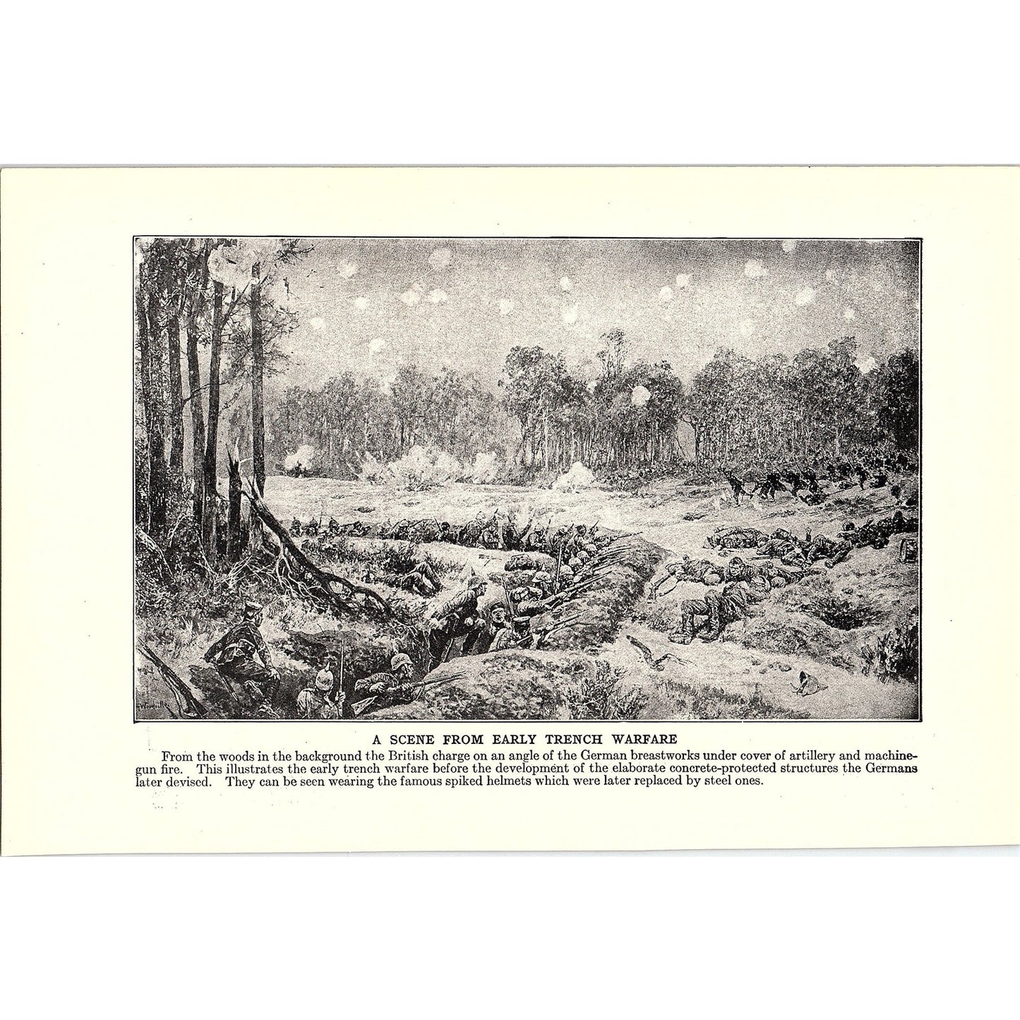 Serbs Defending Mountain Passes, Trench Warfare Scene 1919 WWI Print AG1-2