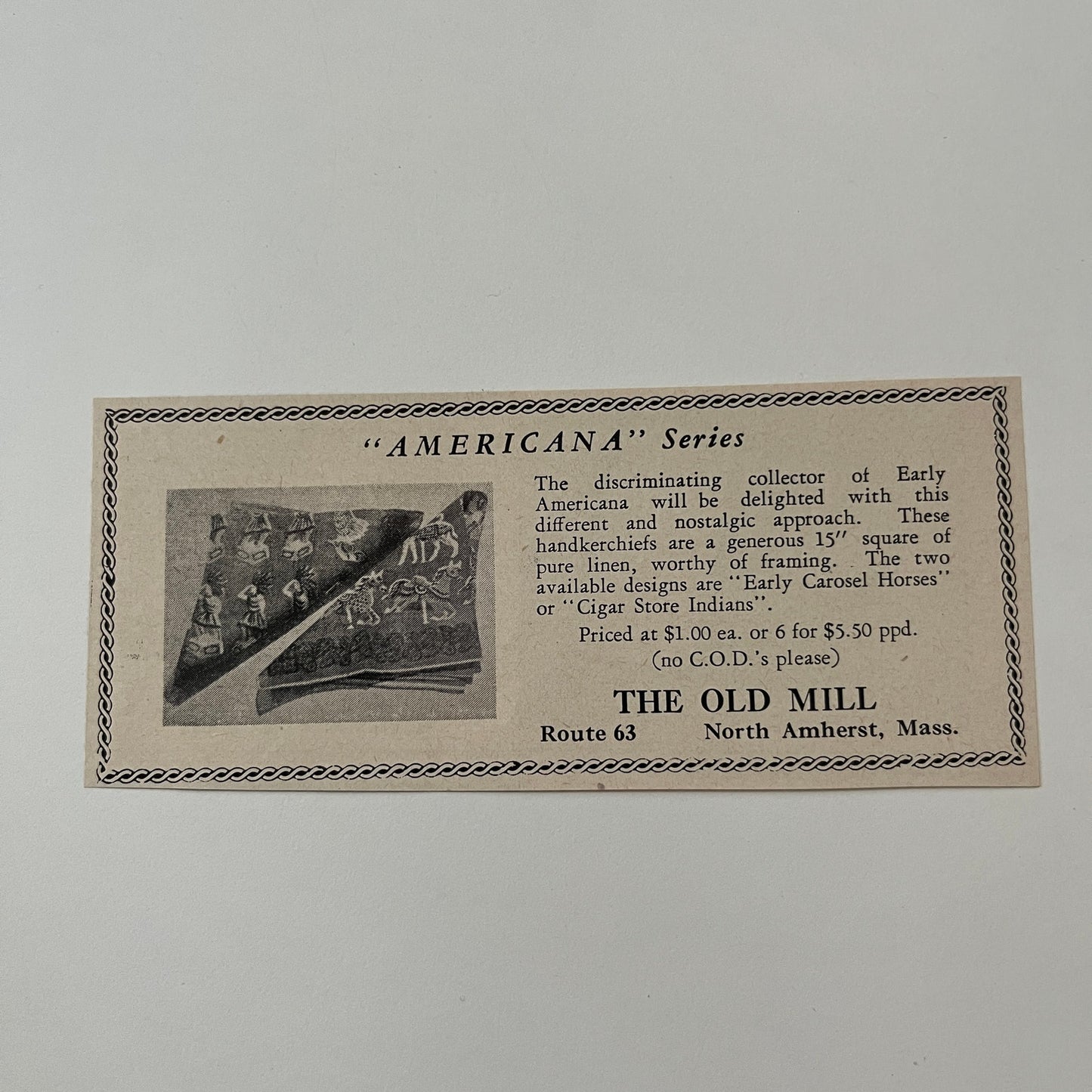 The Old Hill Americana Series North Amherst MA 1952 Yankee Magazine Ad SAG5-H7