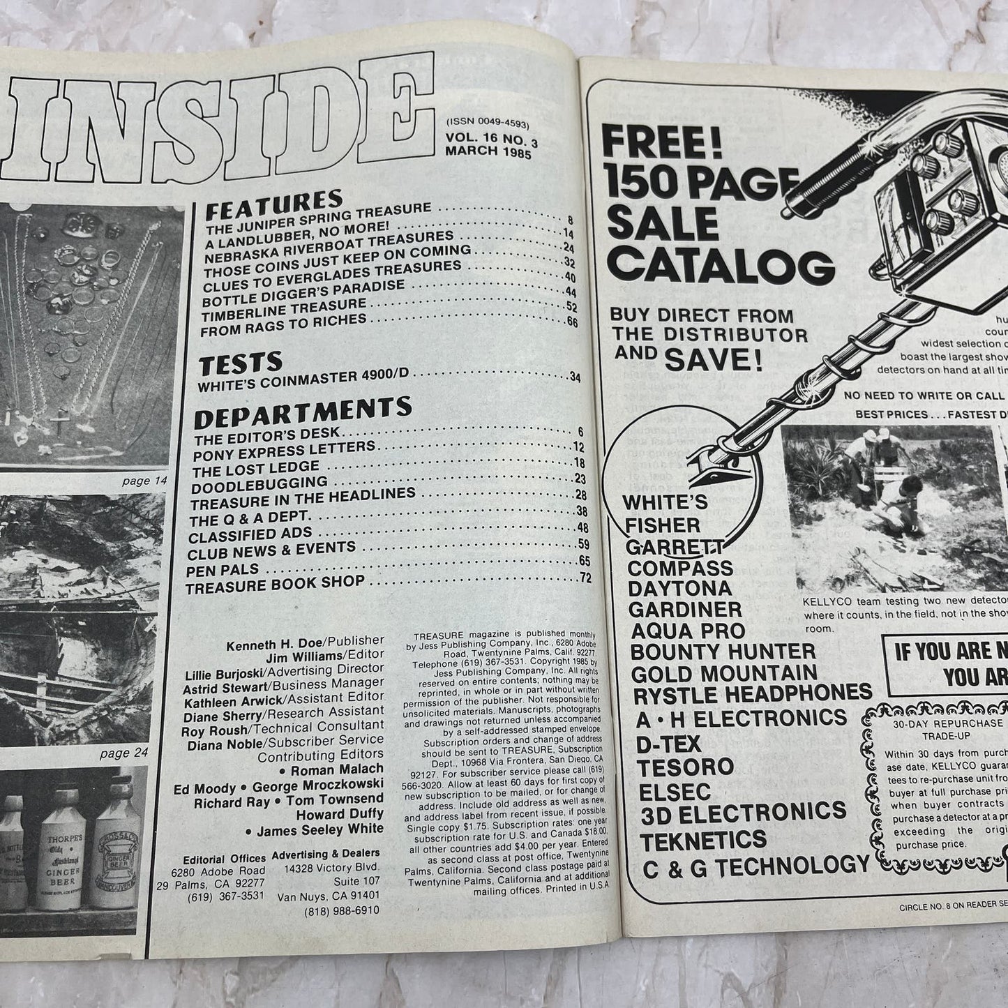 1985 March - Treasure Magazine - Treasure Hunting Metal Detecting Gold Coins M10