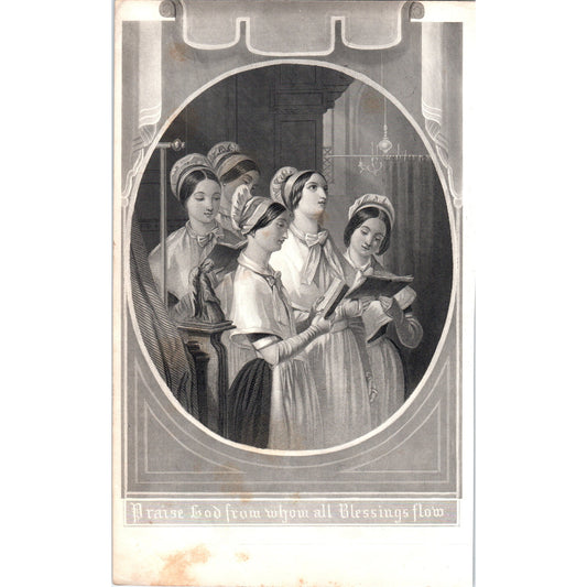 Praise God From Whom All Blessings Flow 1857 Original Art Engraving D19-4