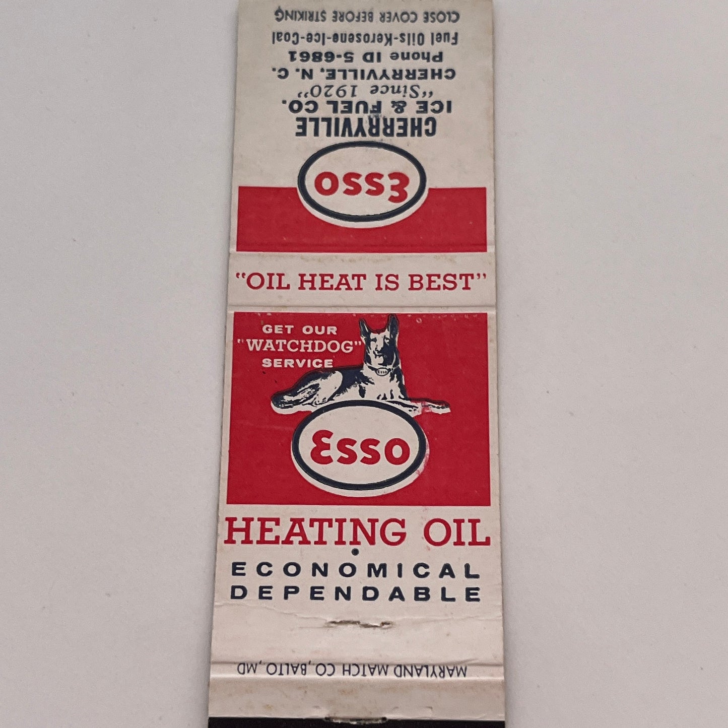 Cherryville Ice & Fuel Co Cherryville NC Vintage Matchbook Cover TB6-MB2-3