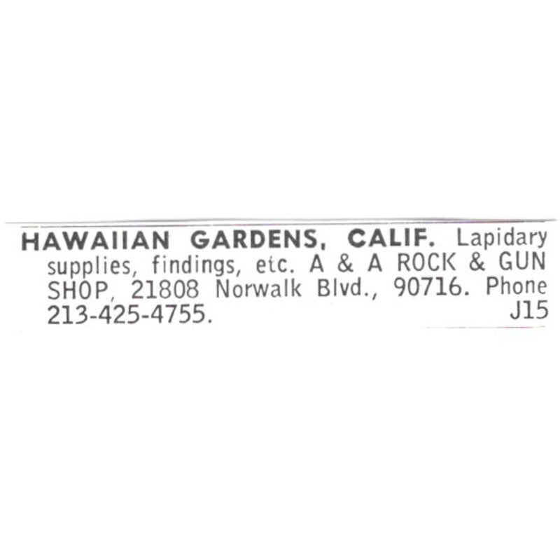 A&A Rock Shop Hawaiian Gardens California 1972 Ad AF8-S14