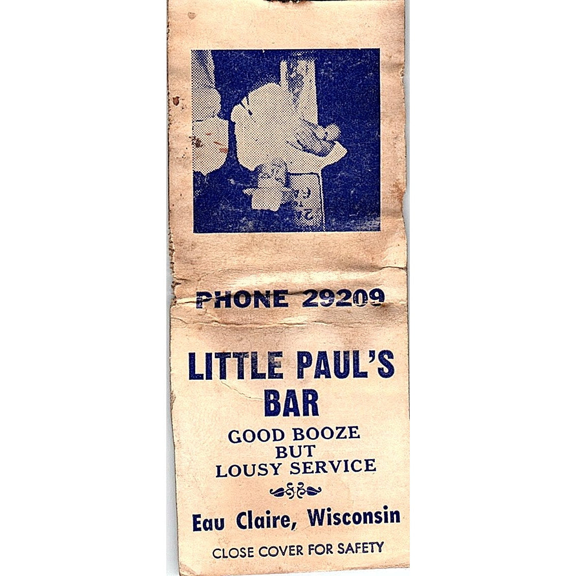 Little Paul's Bar Eau Claire WI Vintage Matchbook Cover SC7-Y2