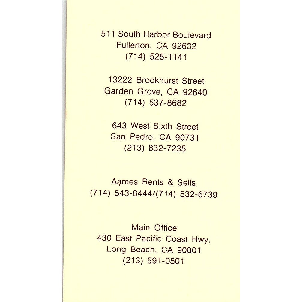 Dave Hall Bowers Companies Long Beach Vintage Business Card SD9-B11