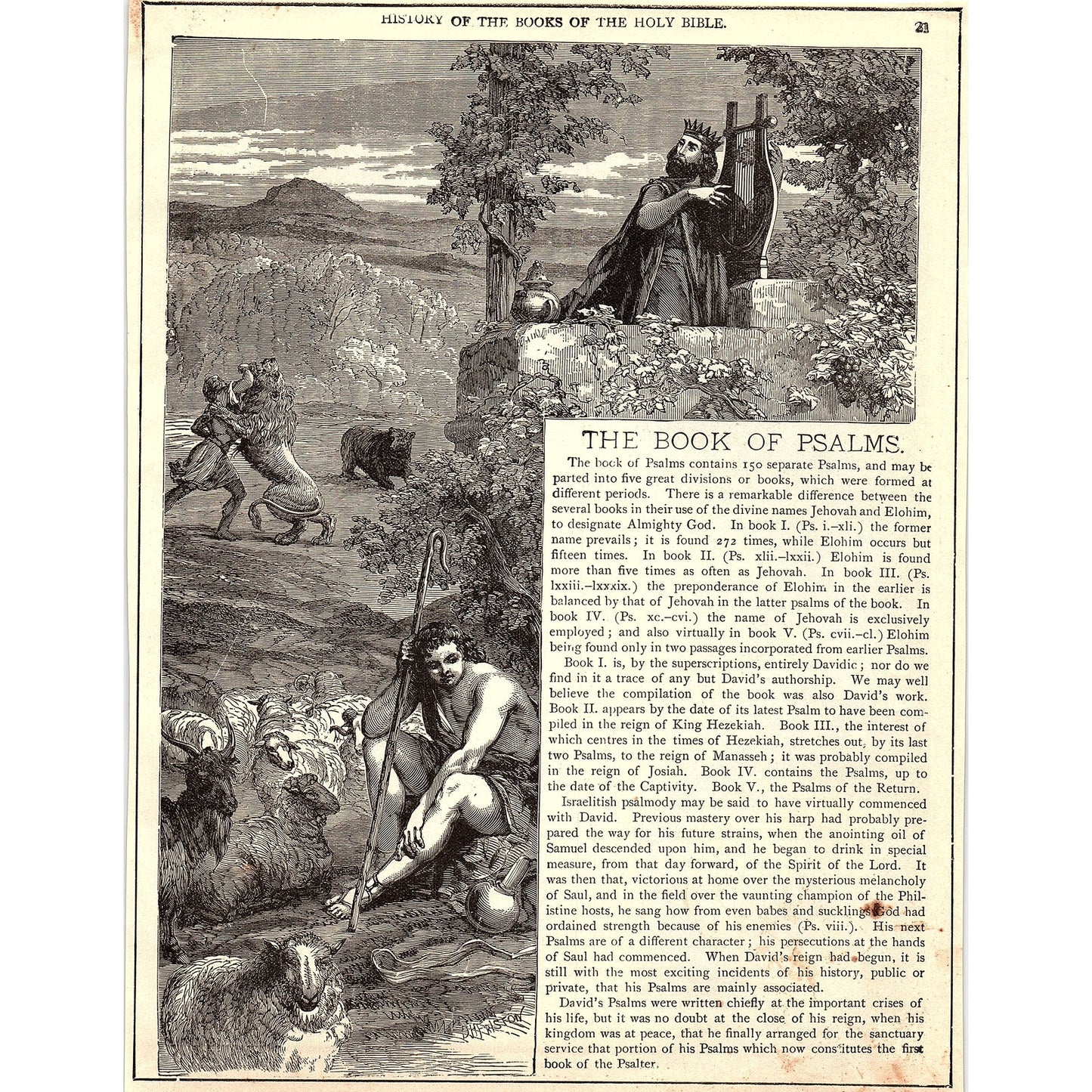 The Books of Proverbs and The Book of Psalms 1892 Bible Engraving SAG4-9