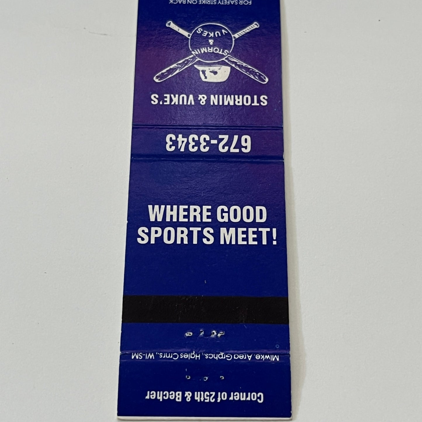Stormin & Vukes - Where Good Sports Meet Vintage Matchbook Cover TB6-MB1-14