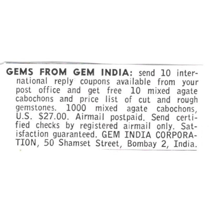 Gem India Corporation Bombay India 1972 Ad AF8-S10