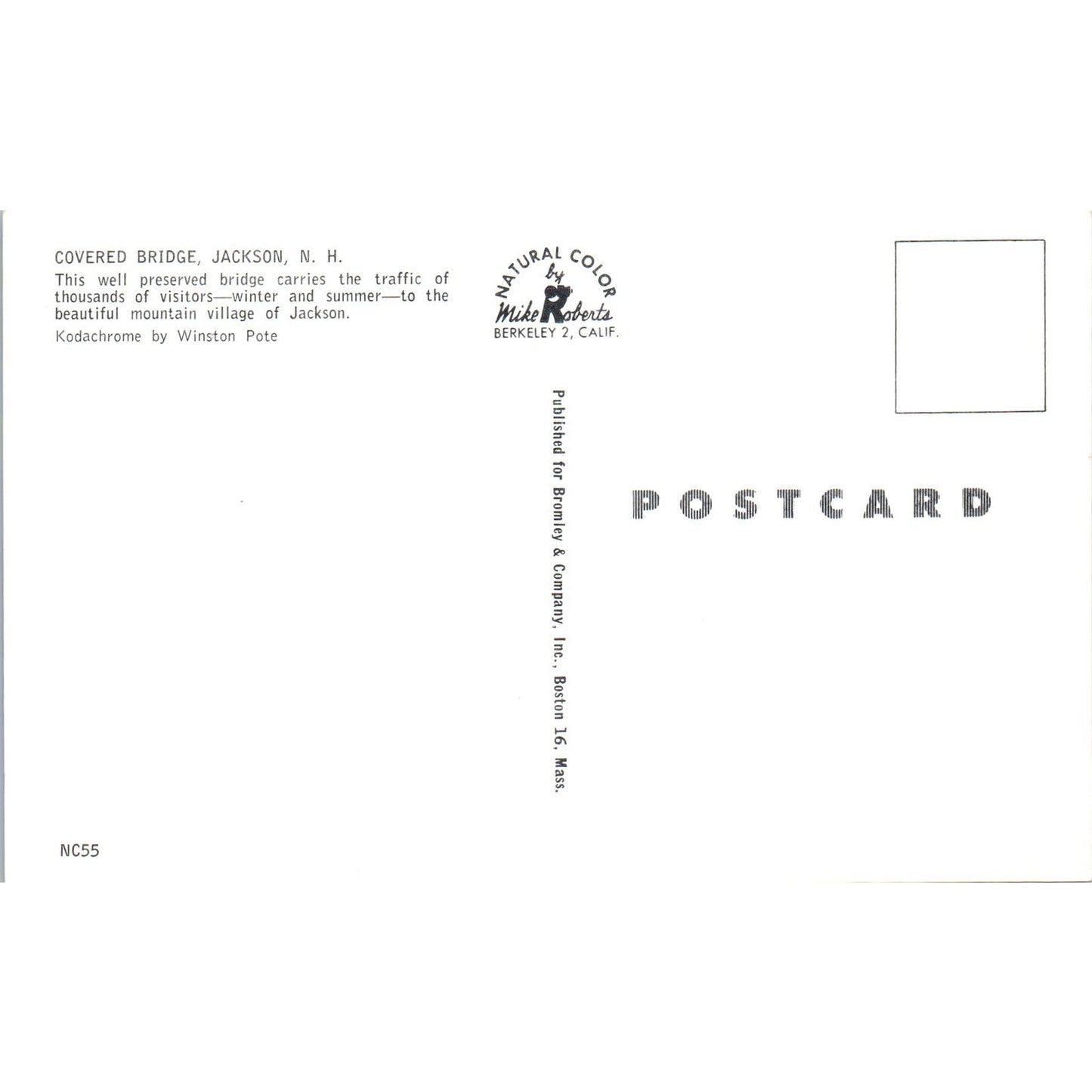 Covered Bridge at Jackson NH Covered Bridge Postcard PC4