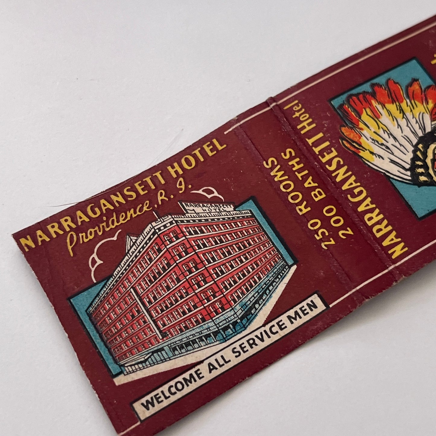 Narragansett Hotel Providence RI Vintage Matchbook Cover TB8-MB-13