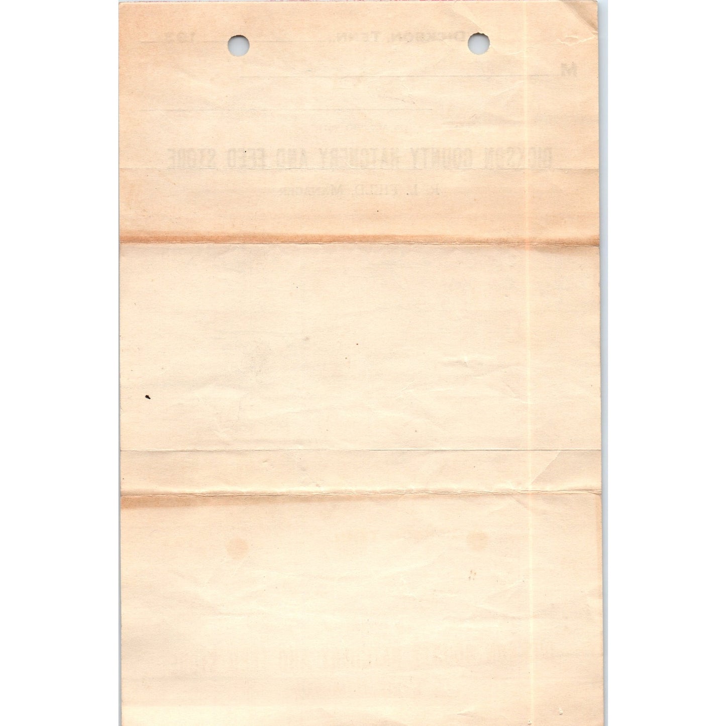 1930 Dickson County Hatchery & Feed Store R.L. Field TN Letterhead Receipt D18