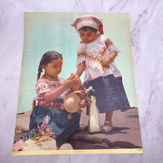 Comadritas Little Girls - Retro Mexican Art 11.5x14.5" Art Print V22