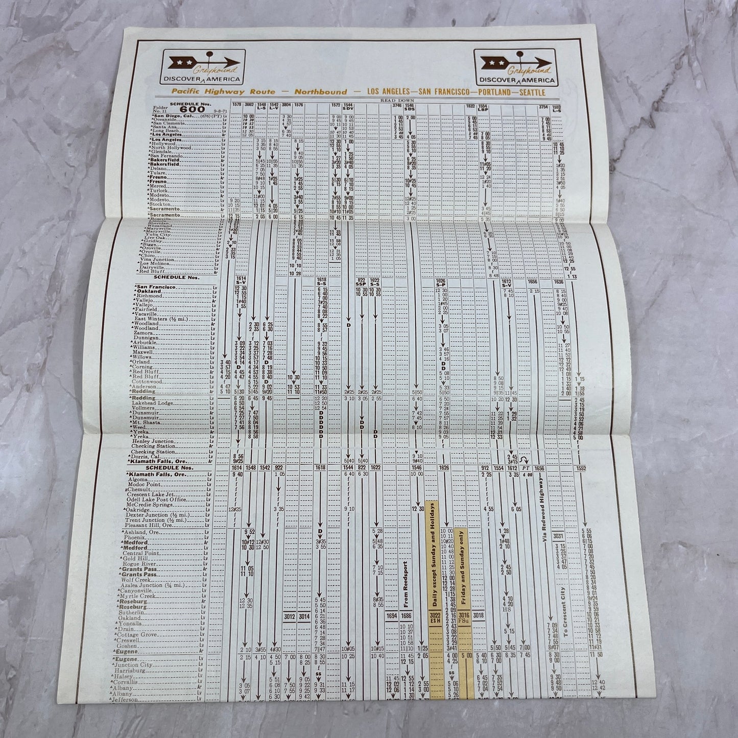1971 Greyhound Bus Timetables Pacific Northwest TH9-CB