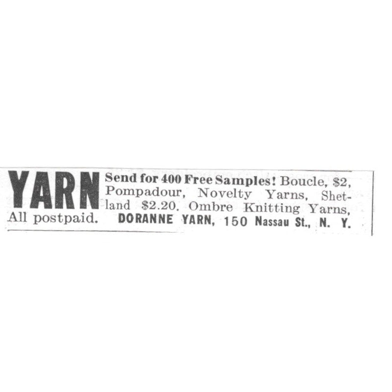 Doranne Yarn 400 Free Samples New York NY 1936 Ad SAG4-S12