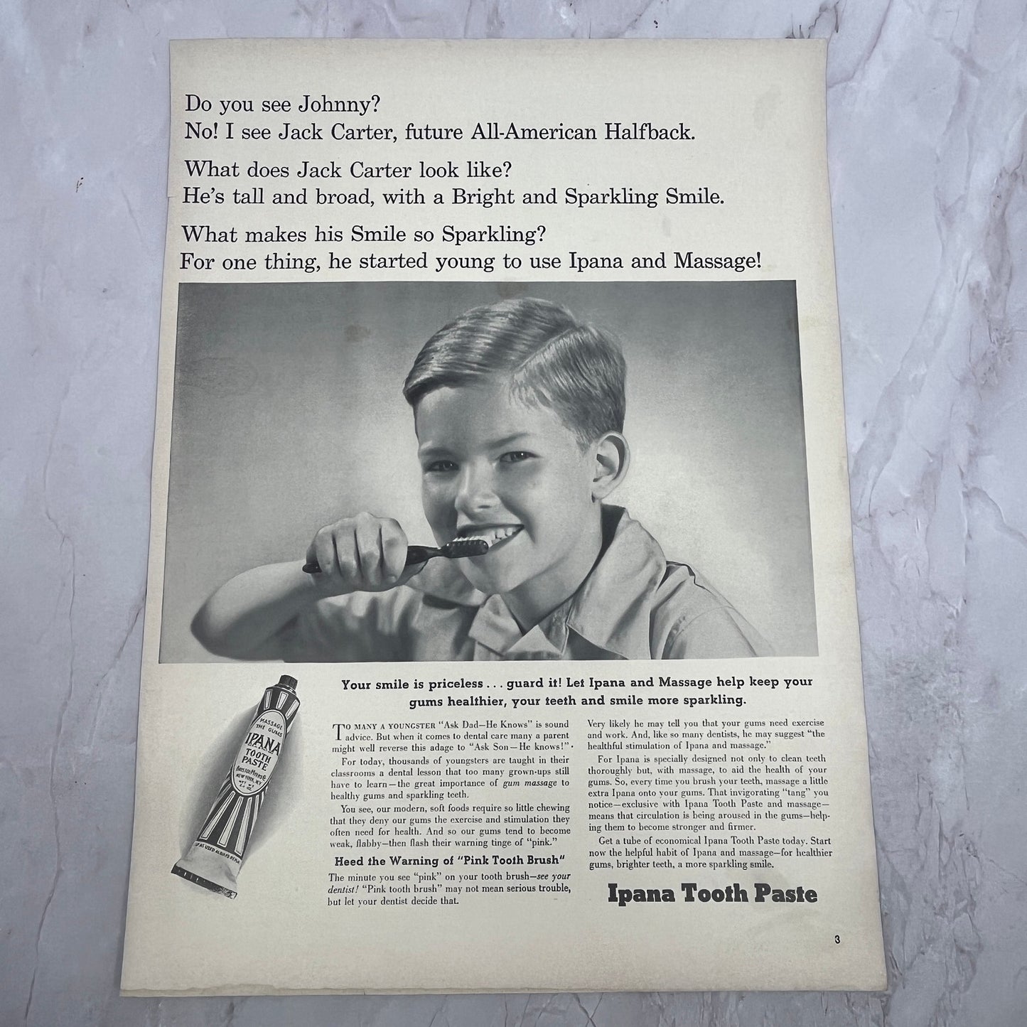 Ipana Toothpaste - Jack Carter 1940 Ad V14-8