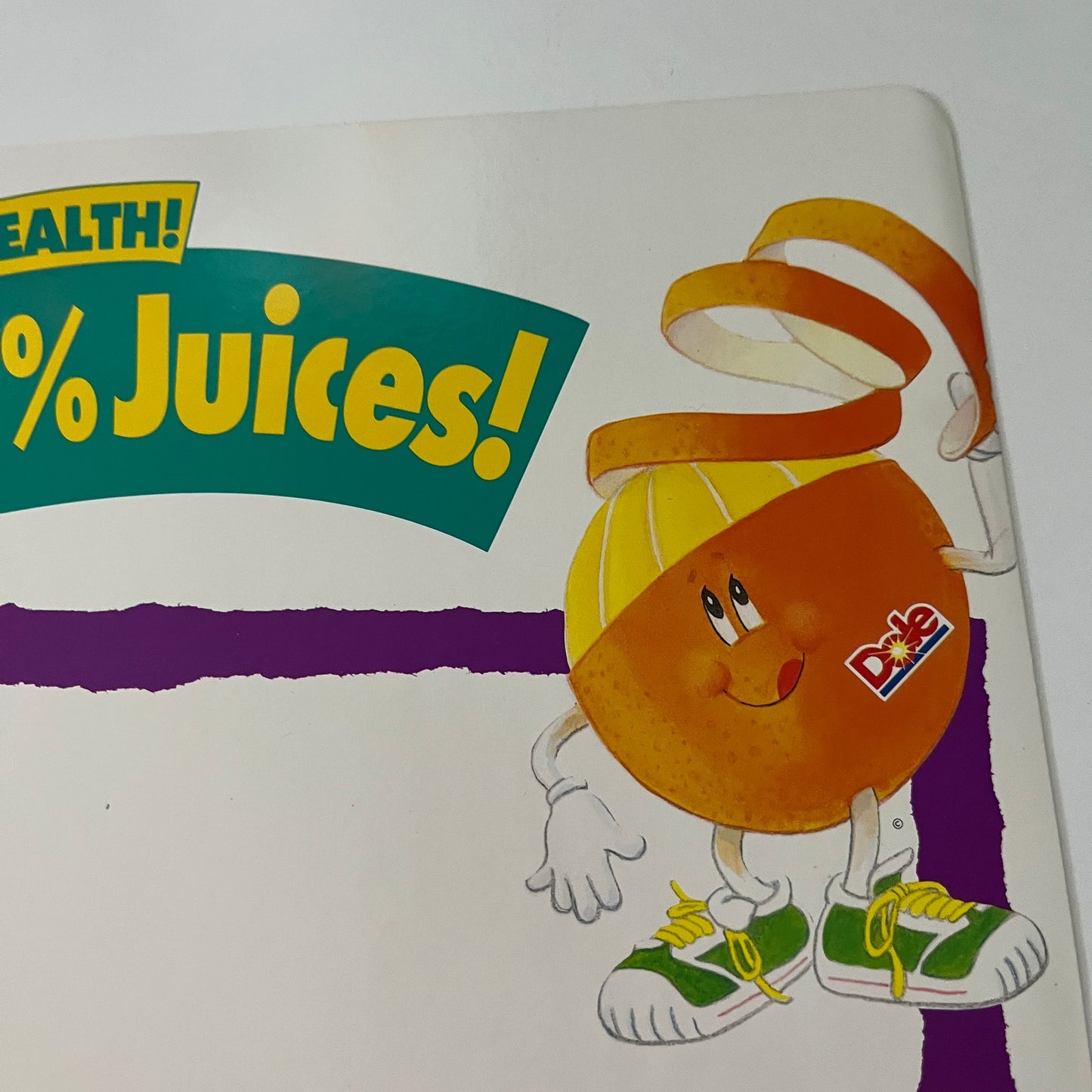 Original 1992 Dole 5 A Day Fruits, Veggies Advertising Store Display Sign 11x14"