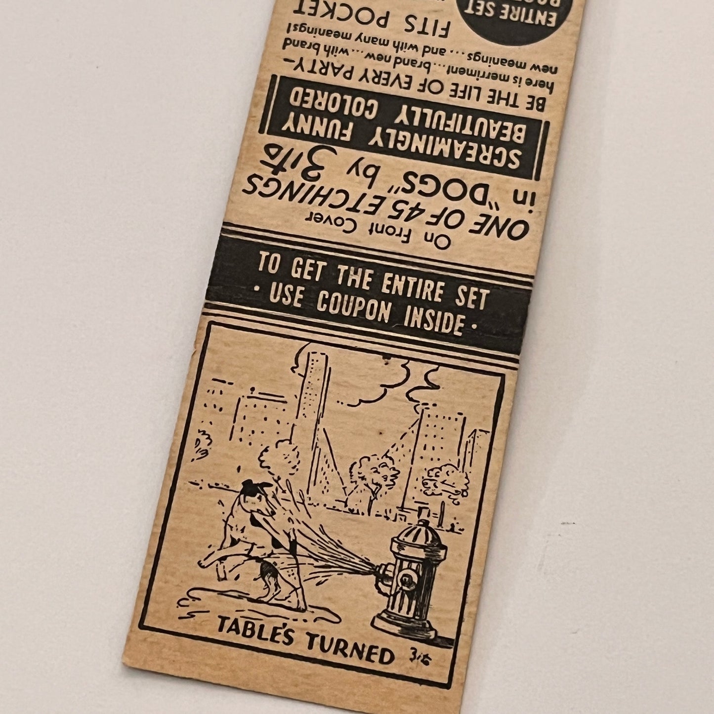 Tables Turned Cartoon Hoffmann Studios NY Vintage Matchbook Cover MB59-3
