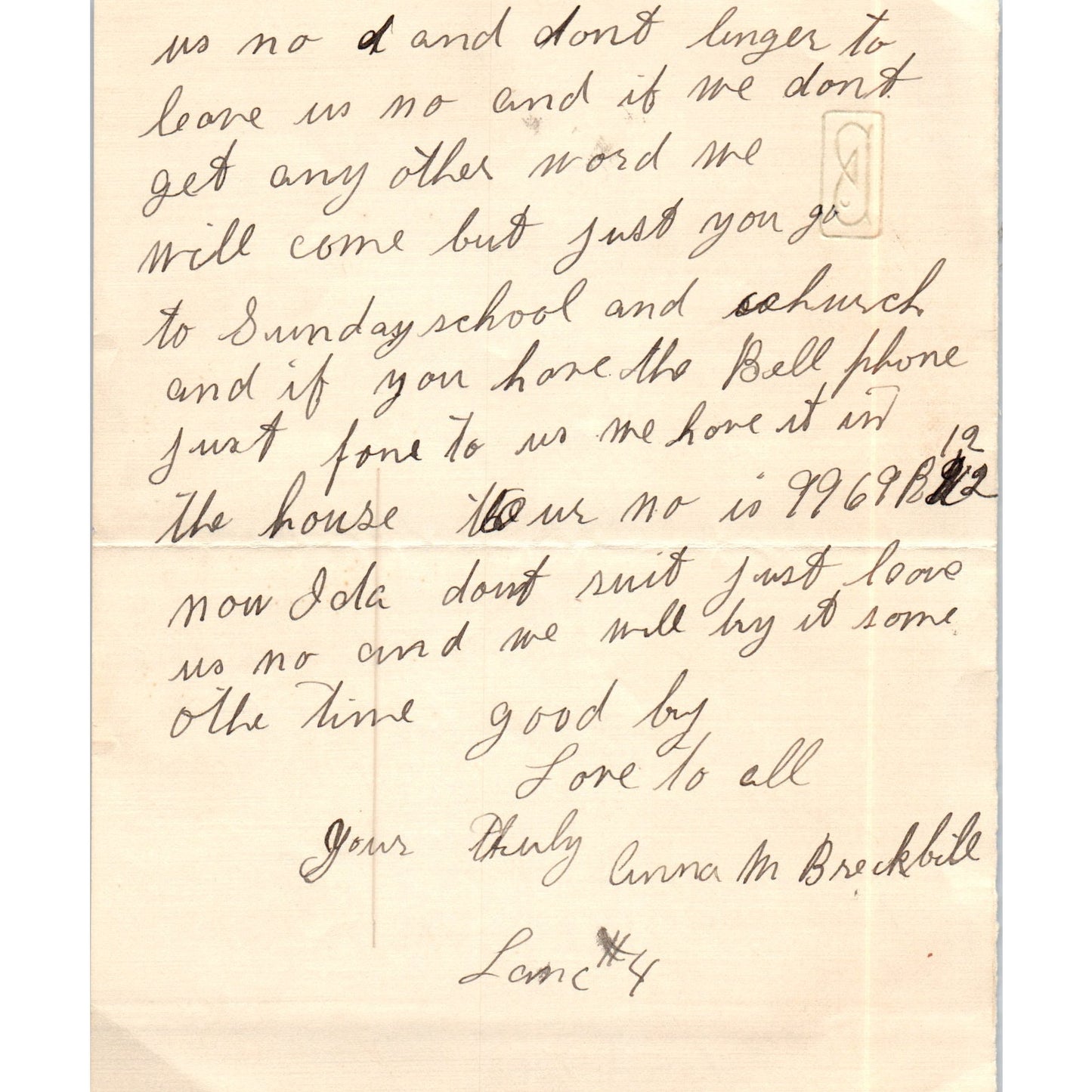 1916 Handwritten Letter - Anna M. Breckbill D21