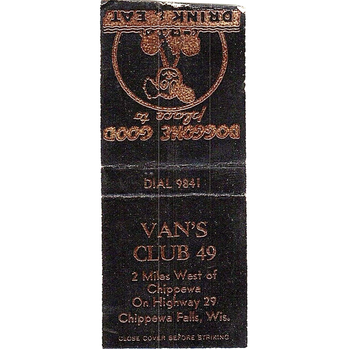 Van's Club 49 Chippewa Falls WI Vintage Matchbook Cover SC7-Y6