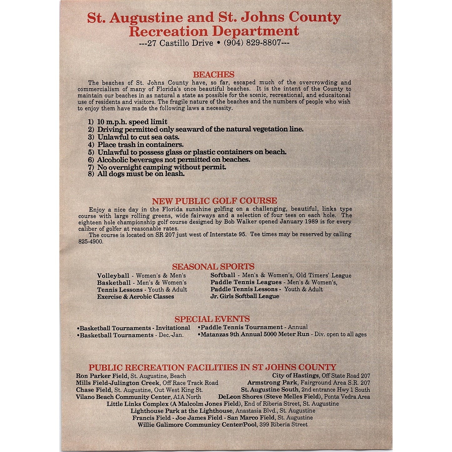 Crescent Cove Enterprises FJN Properties St. Augustine 1989 Ad AF9-12