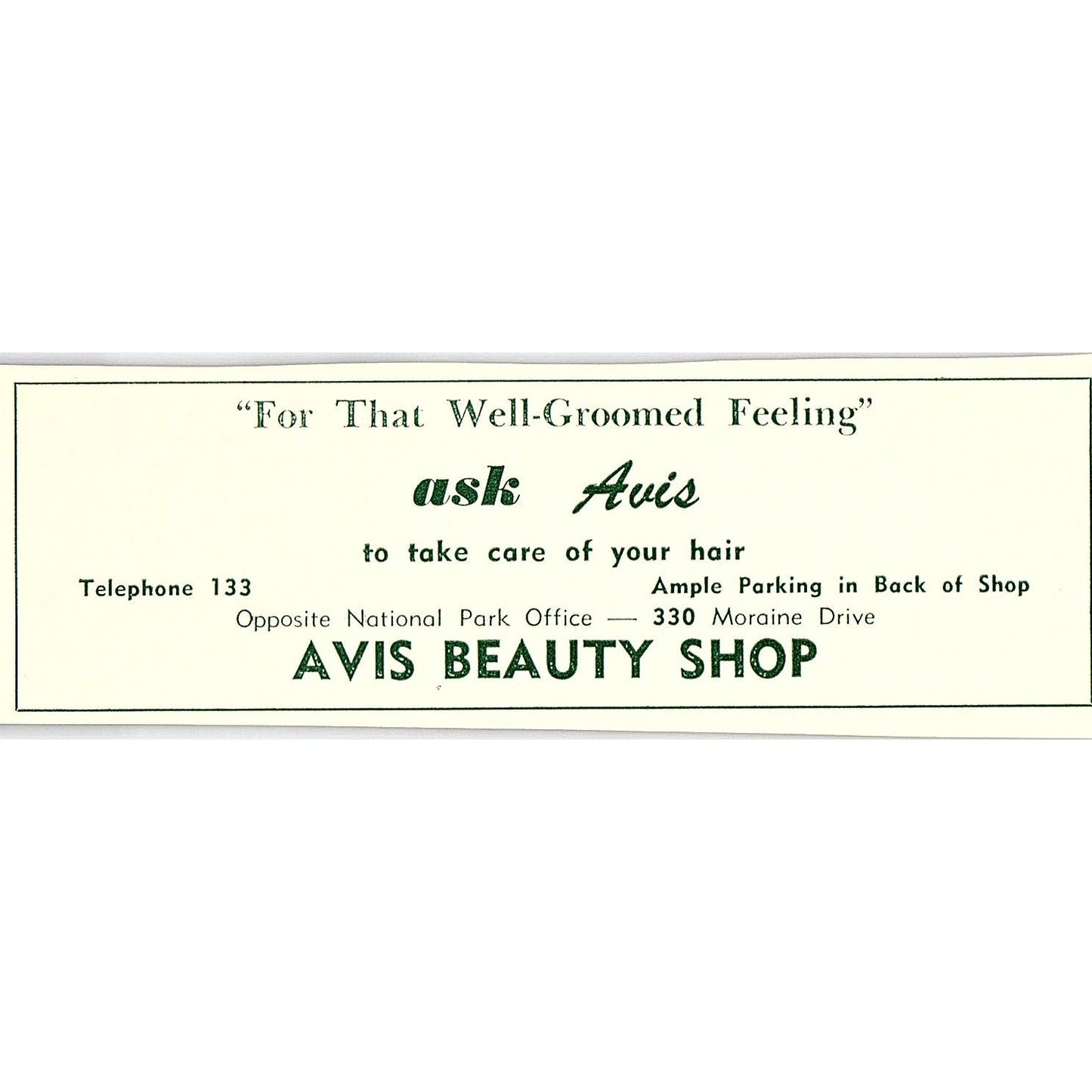Sage Bar, Avis Beauty Shop 1957 Estes Park CO Ad AG4-M1