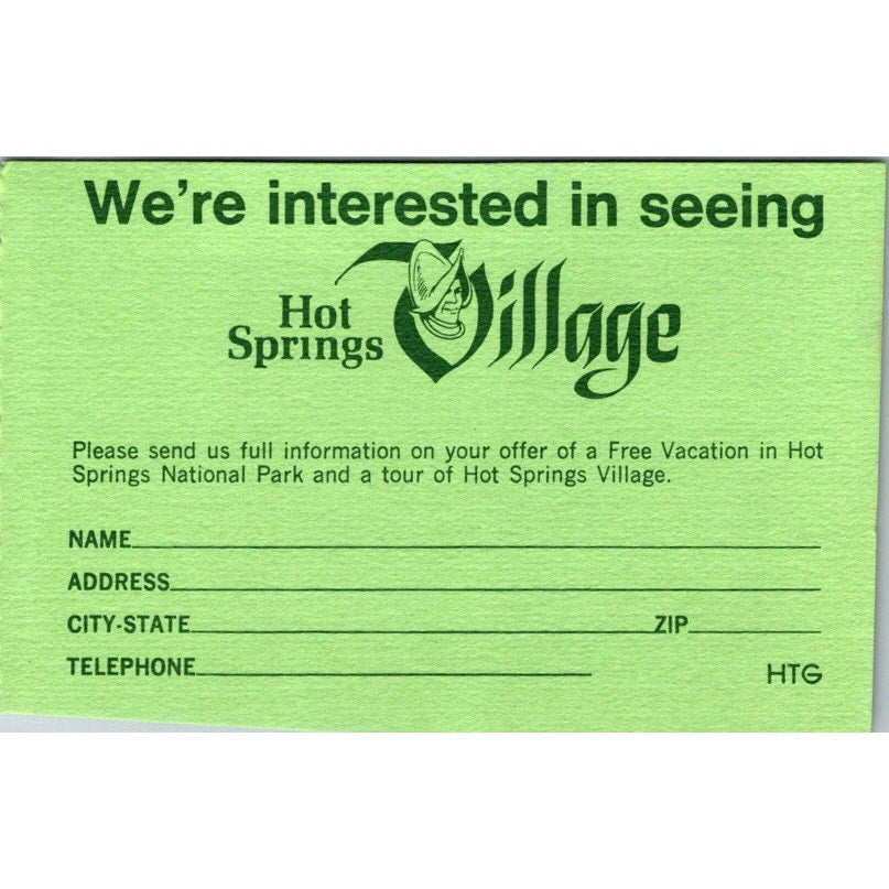 Hot Springs Village Joe. N Basore Arkansas Vintage Postal Mailing Card AI9-M26
