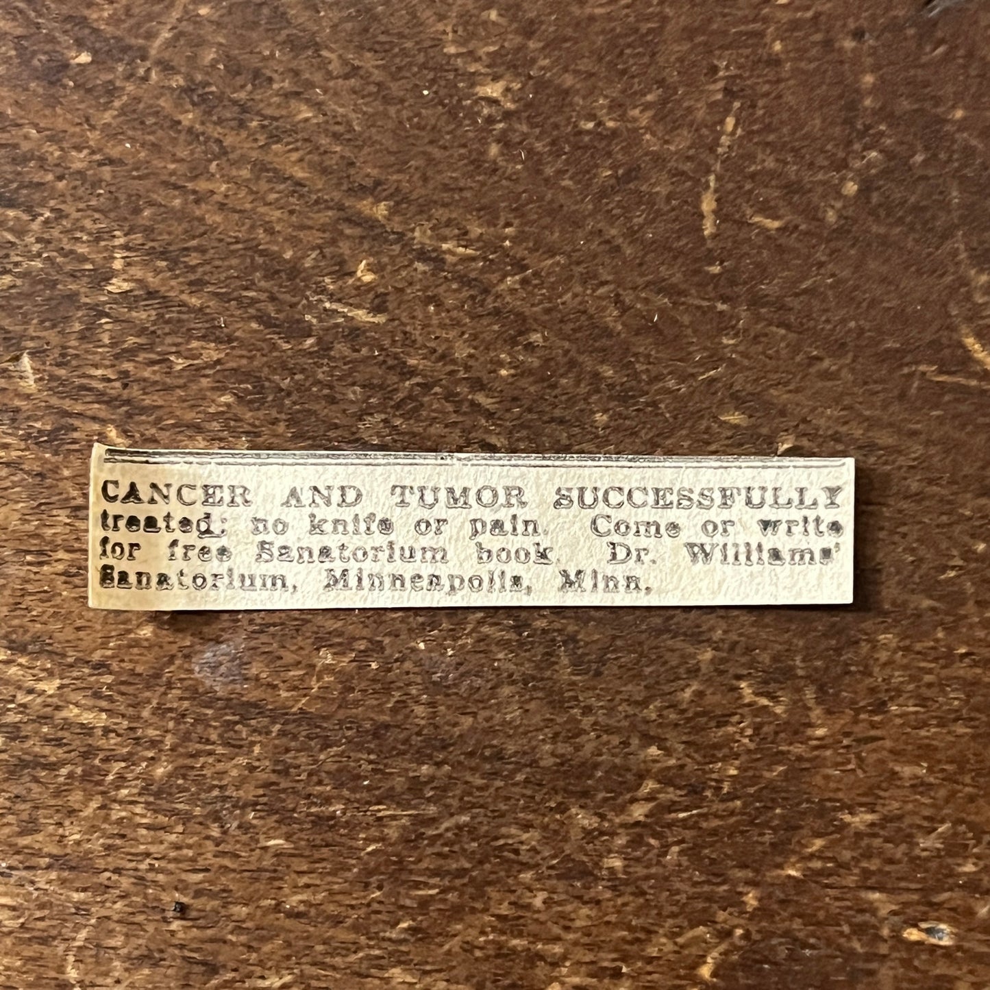 Dr Williams' Sanitorium Cancer & Tumor Treatment Minneapolis MN 1920 Ad AG2-S14