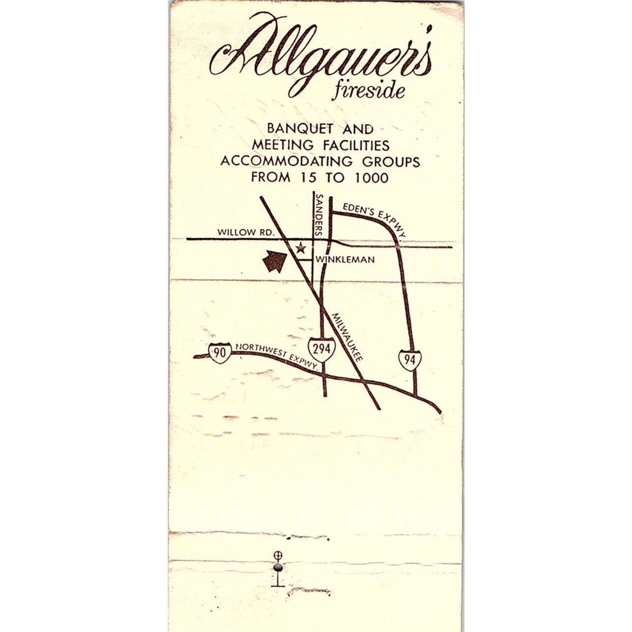 Allgauer's Fireside Restaurant Northbrook IL Vintage Matchbook TB6-MB2-12