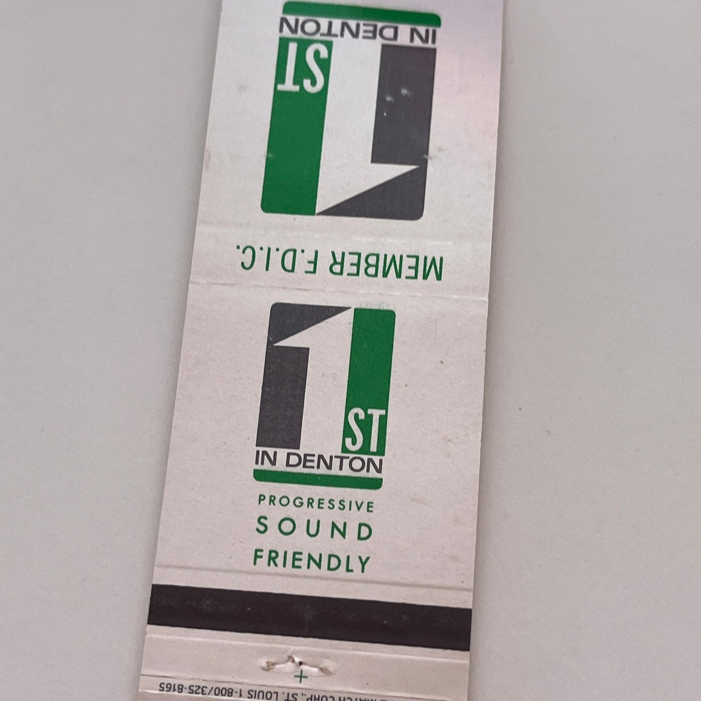 1st in Denton Member FDIC Vintage Matchbook Cover TB6-MB2-3