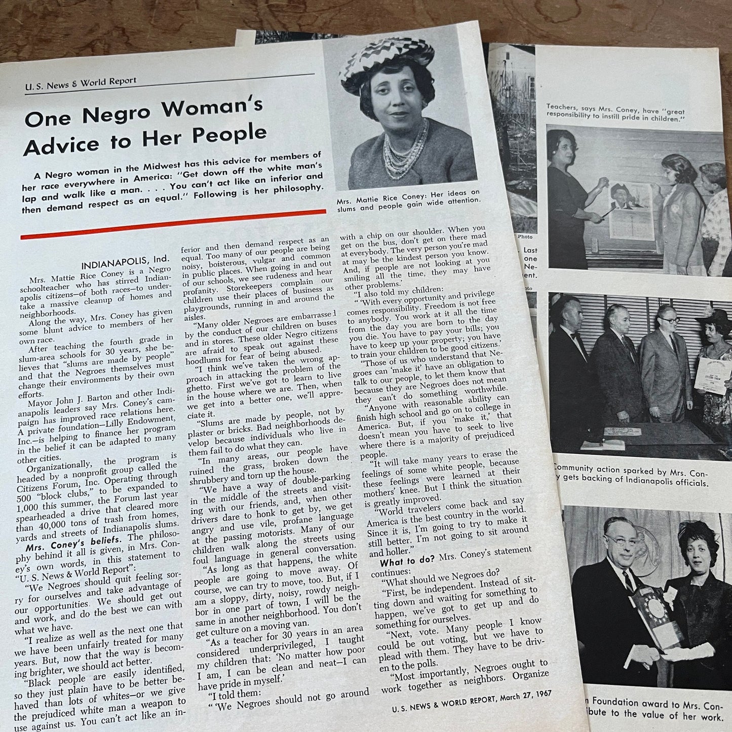 Mattie Rice Coney Advice to African Americans Civil Rights 1967 Article AG1-15