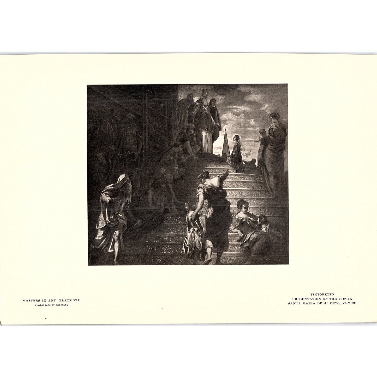 Presentation of the Virgin - Tintoretto - 1902 Litho Art Print AF4-12