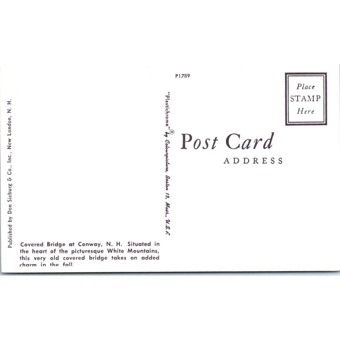 Conway NH White Mountains Covered Bridge Postcard PC3