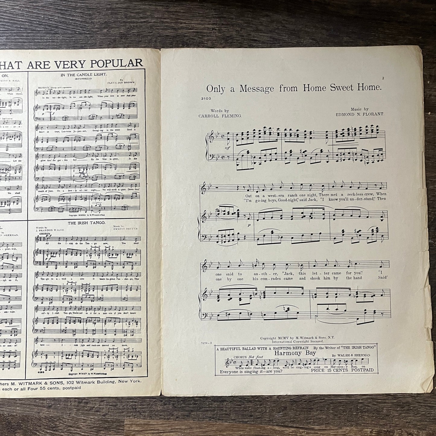 Only a Message From Home Sweet Home Mortimer Sisters 1905 Sheet Music V13