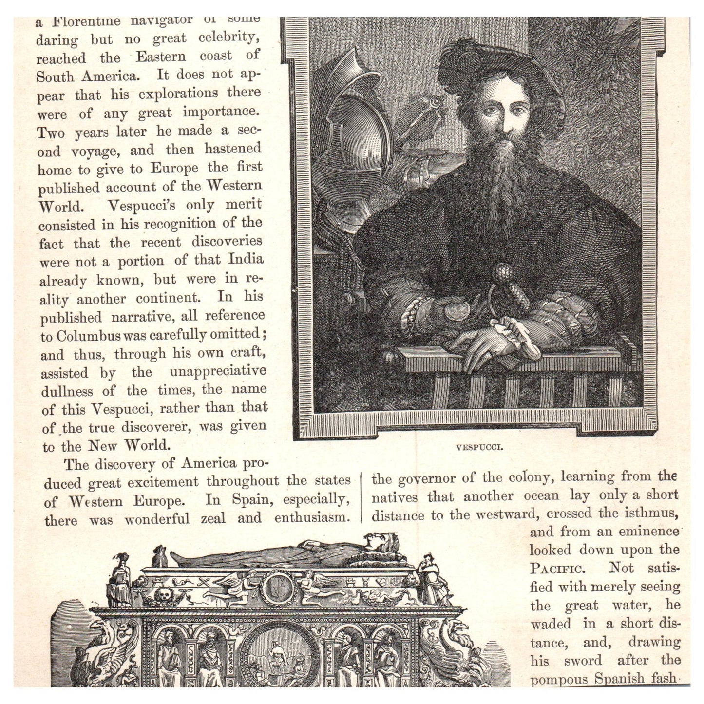 Balboa Takes Possession of the Pacific H Vogel 1911 Engraving Print AF5-8