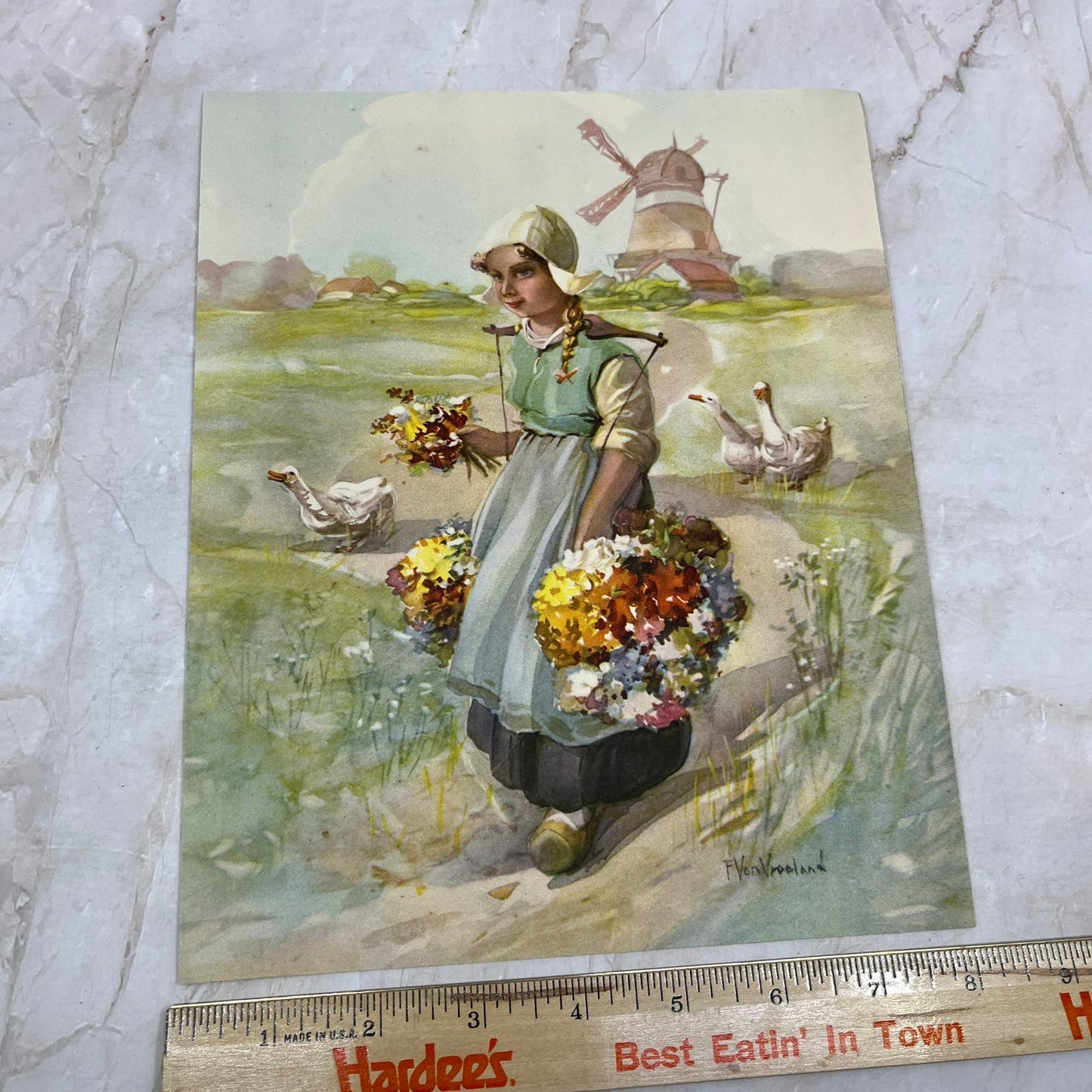 Vintage Art Print Dutch Girl 8x10 F. VonVrooland TI9-P4