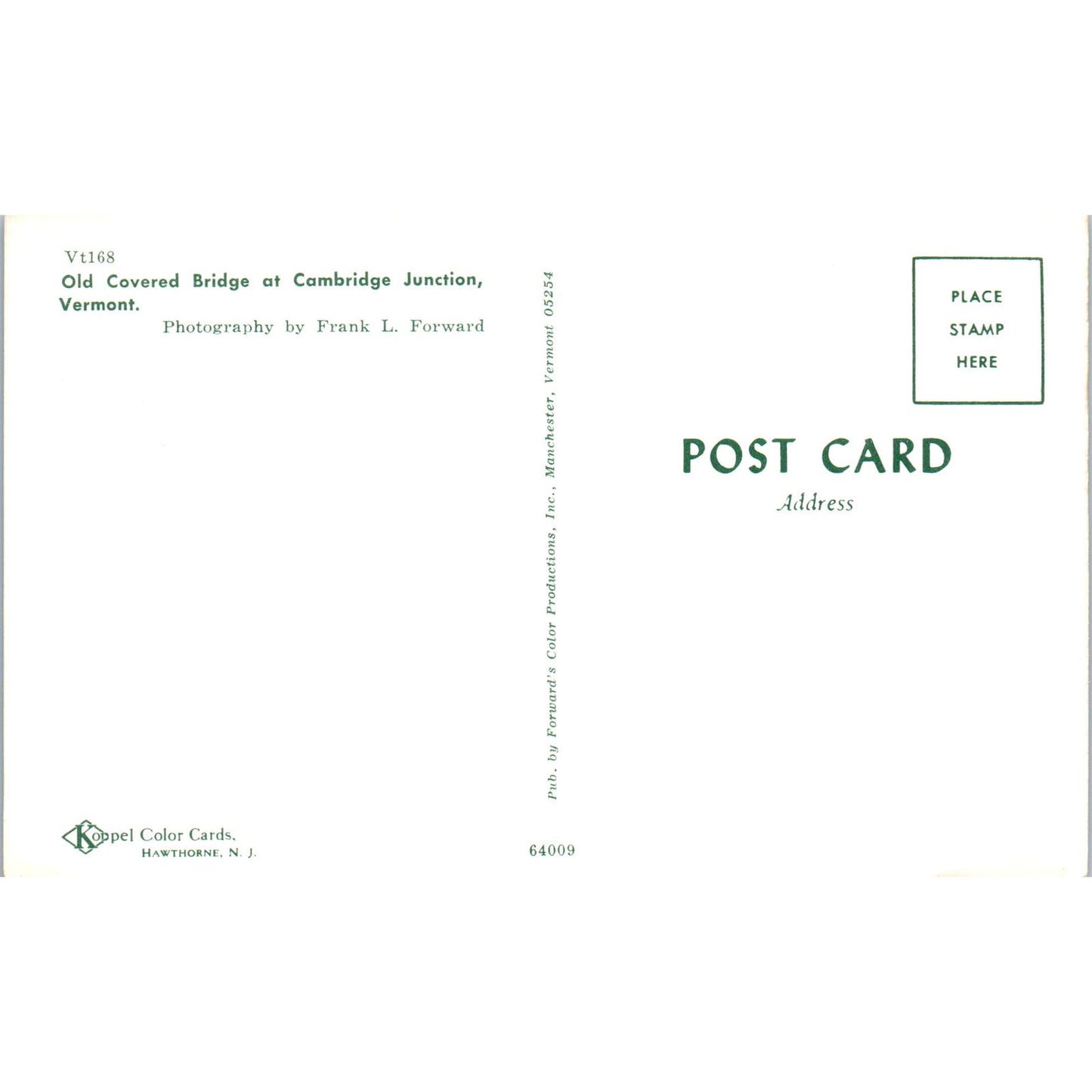 Old Covered Bridge Cambridge Junction VT Vintage Covered Bridge Postcard PC15