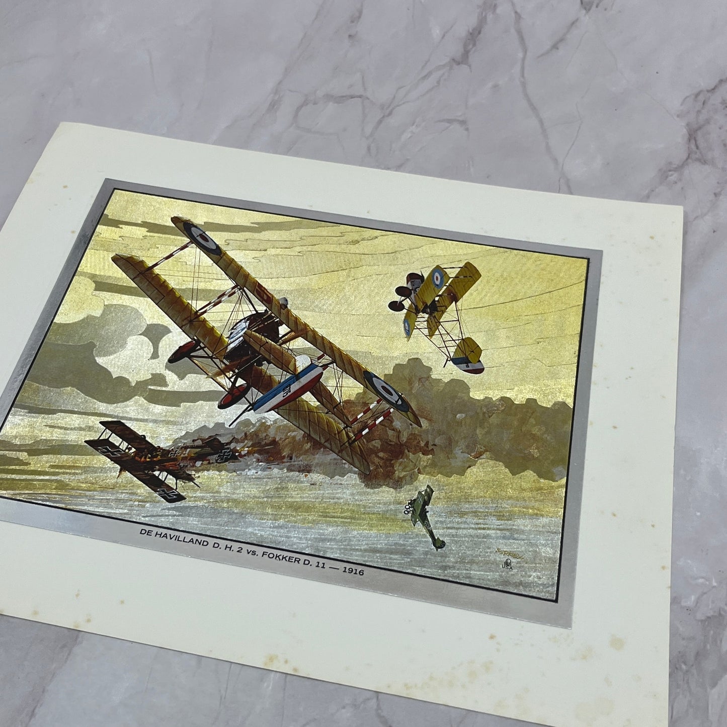 De Havilland D.H. 2 Vs Fokker D. 11 1916 Vintage Chromatic Foil Etch 8x10" V18