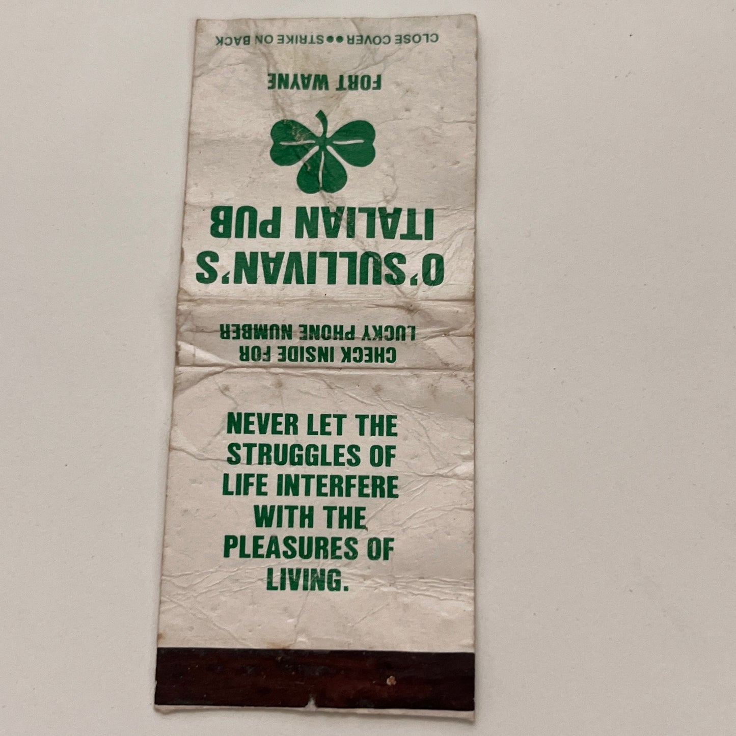 O'Sullivan's Italian Pub Fort Wayne IN Vintage Matchbook TB6-MB2-15