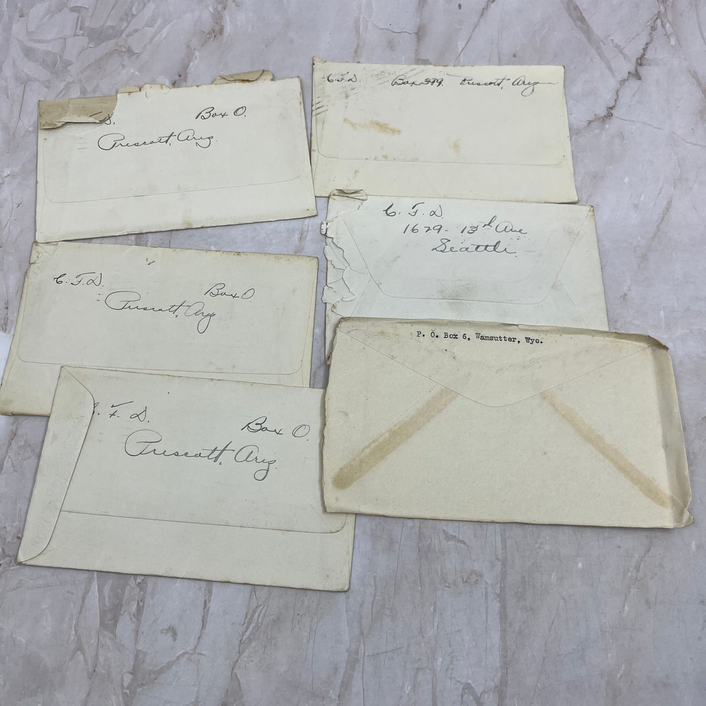 1921 L.M. Mickie O'Hearn Sunnyside WA Set of 6 Postal Cover Envelopes TG9-PC-5