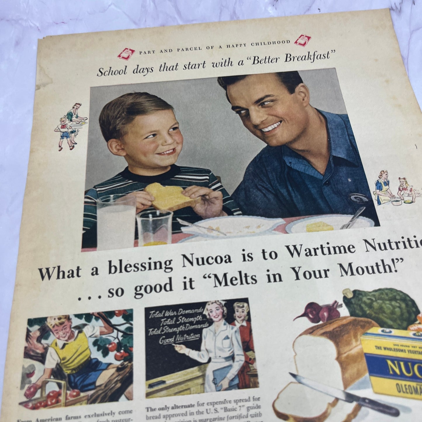 1940s WWII Nucoa Oleomargarine Vintage Ad 10x13 V17
