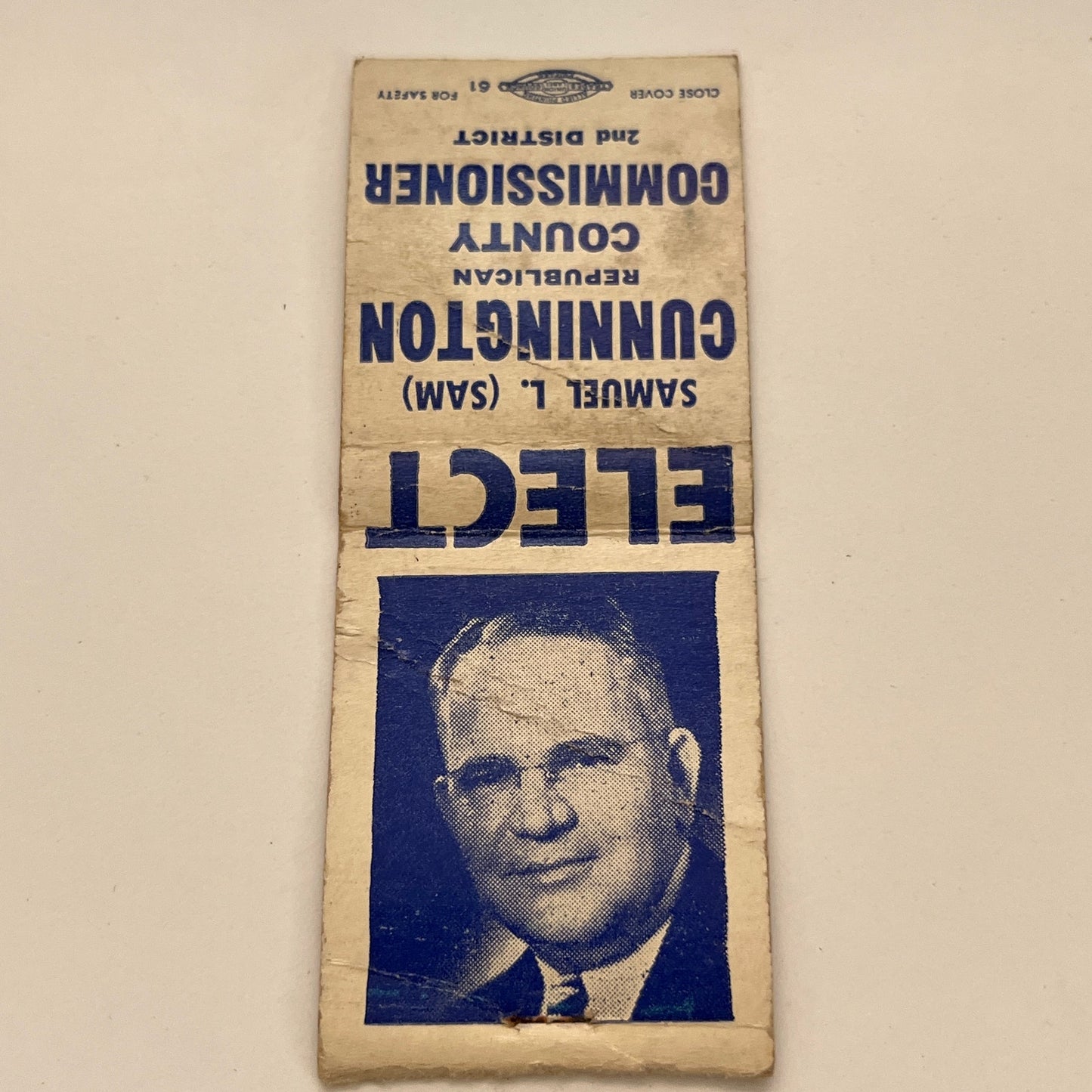 Vote Samuel L Cunnington County Commissioner Republican Matchbook TB6-MB2-15
