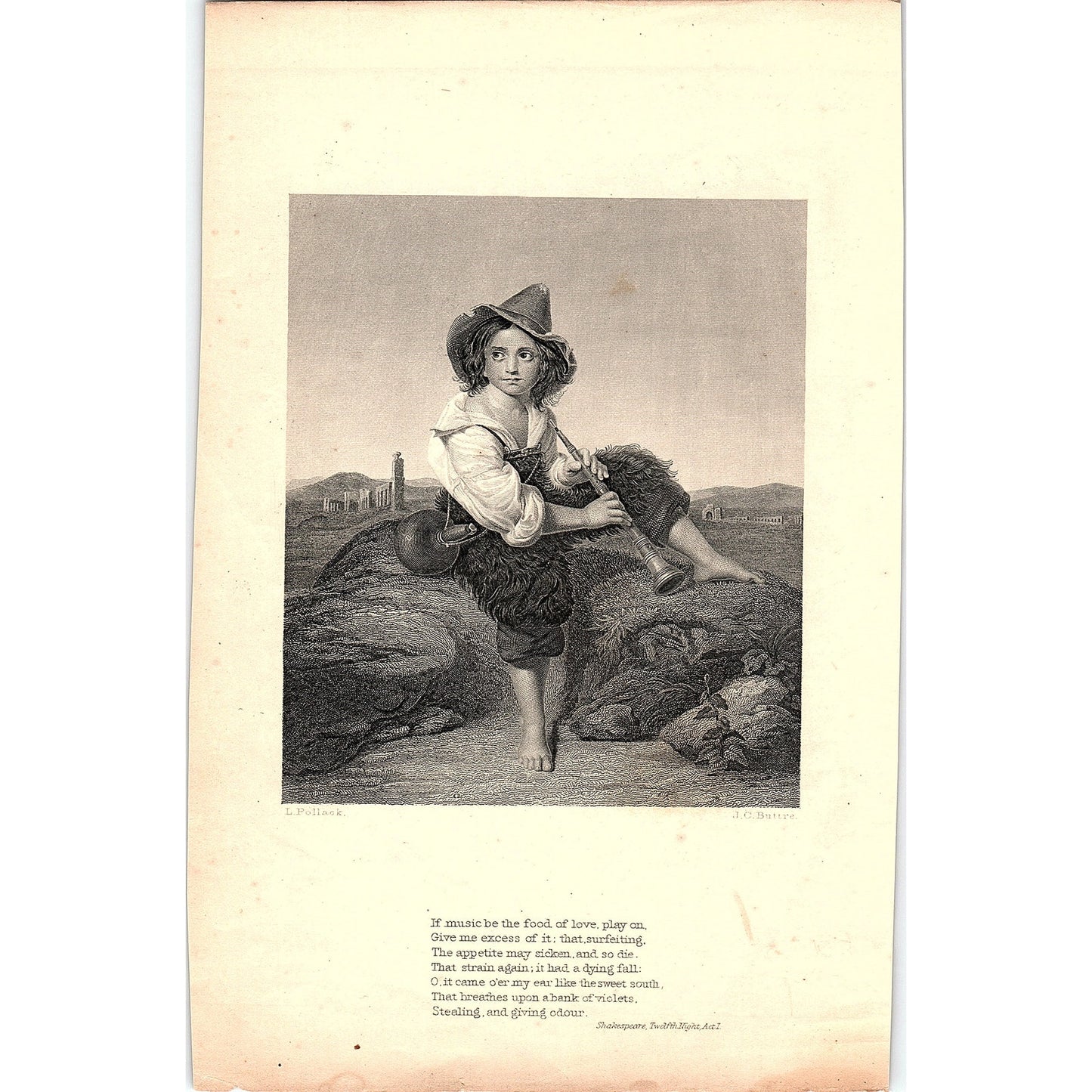 Twelfth Night Act I Engraving William Shakespeare 1884 Poem TA5-CJ-3