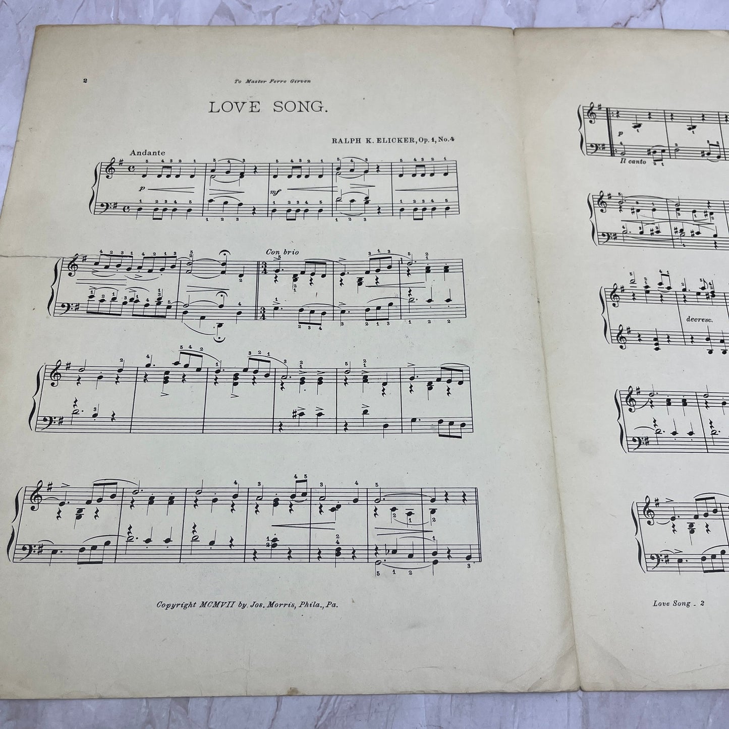 1917 Youthful Days Love Song Ralph K. Elicker Antique Sheet Music Ti5