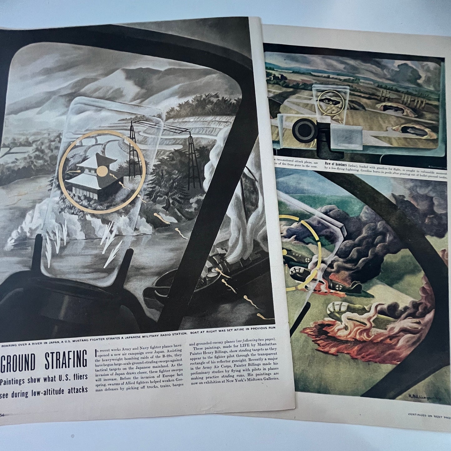 Ground Strafing Paintings Henry Billings 2 Pages 1940s WWII Era Article V29-5