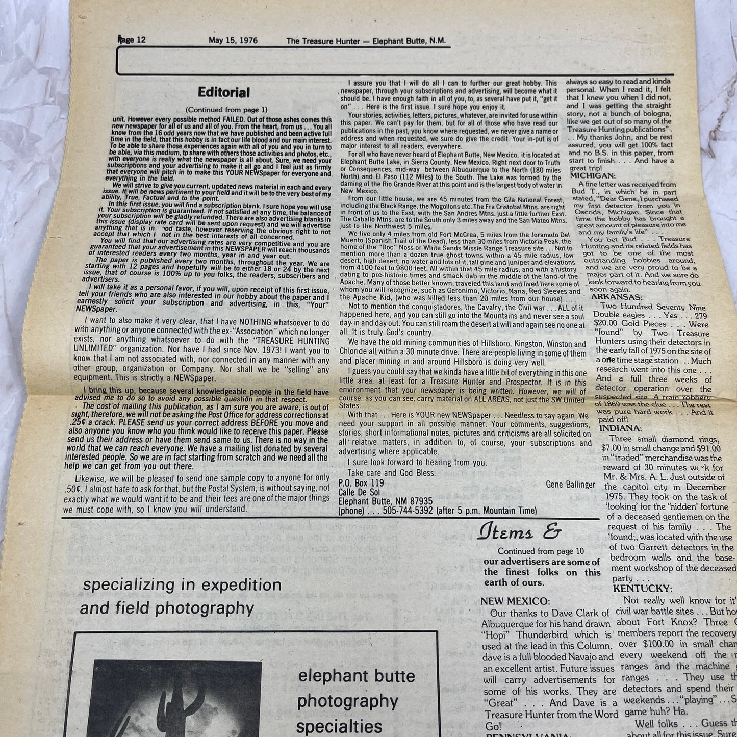 1976 May - In the Steps of the Treasure Hunter Newspaper - Elephant Butte NM M11