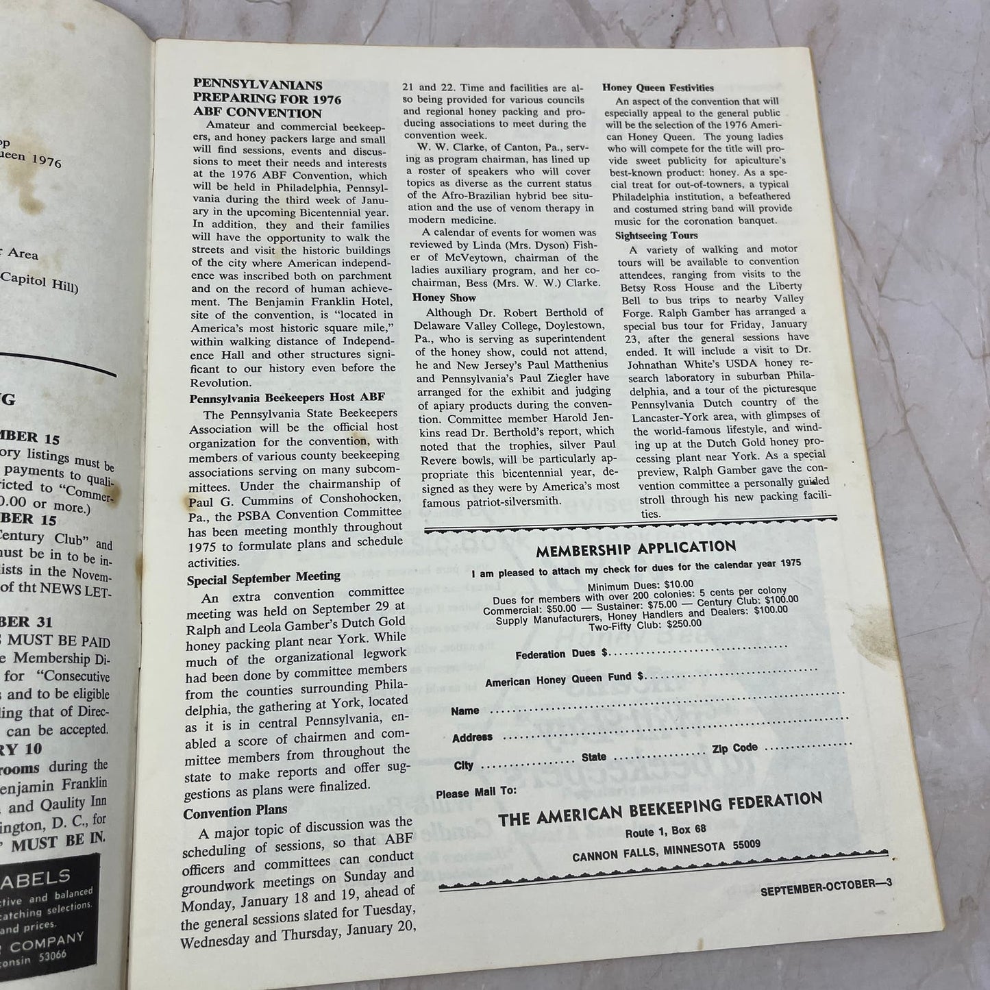 1975 Sep/Oct American Beekeeping Federation Newsletter Gainesville FL M15