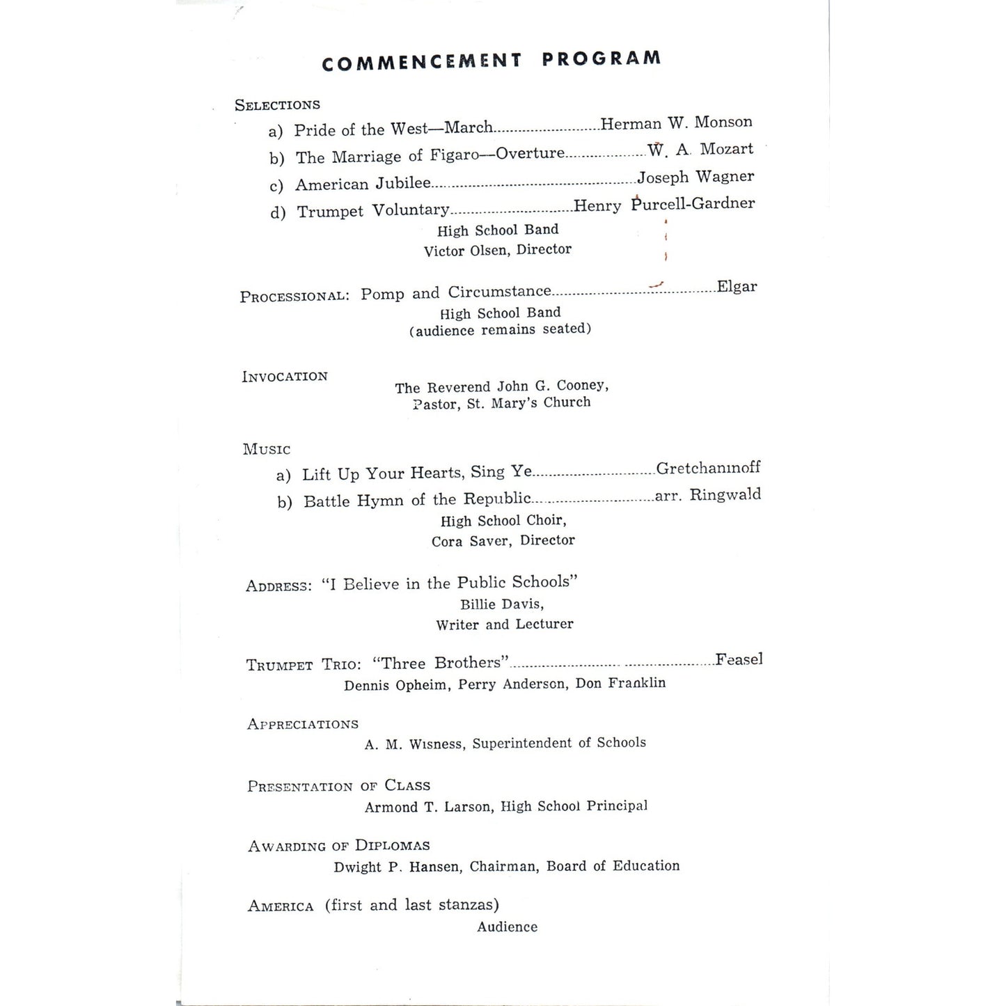 1956 Willmar High School Commencement Program Willmar MN TH9-SX1