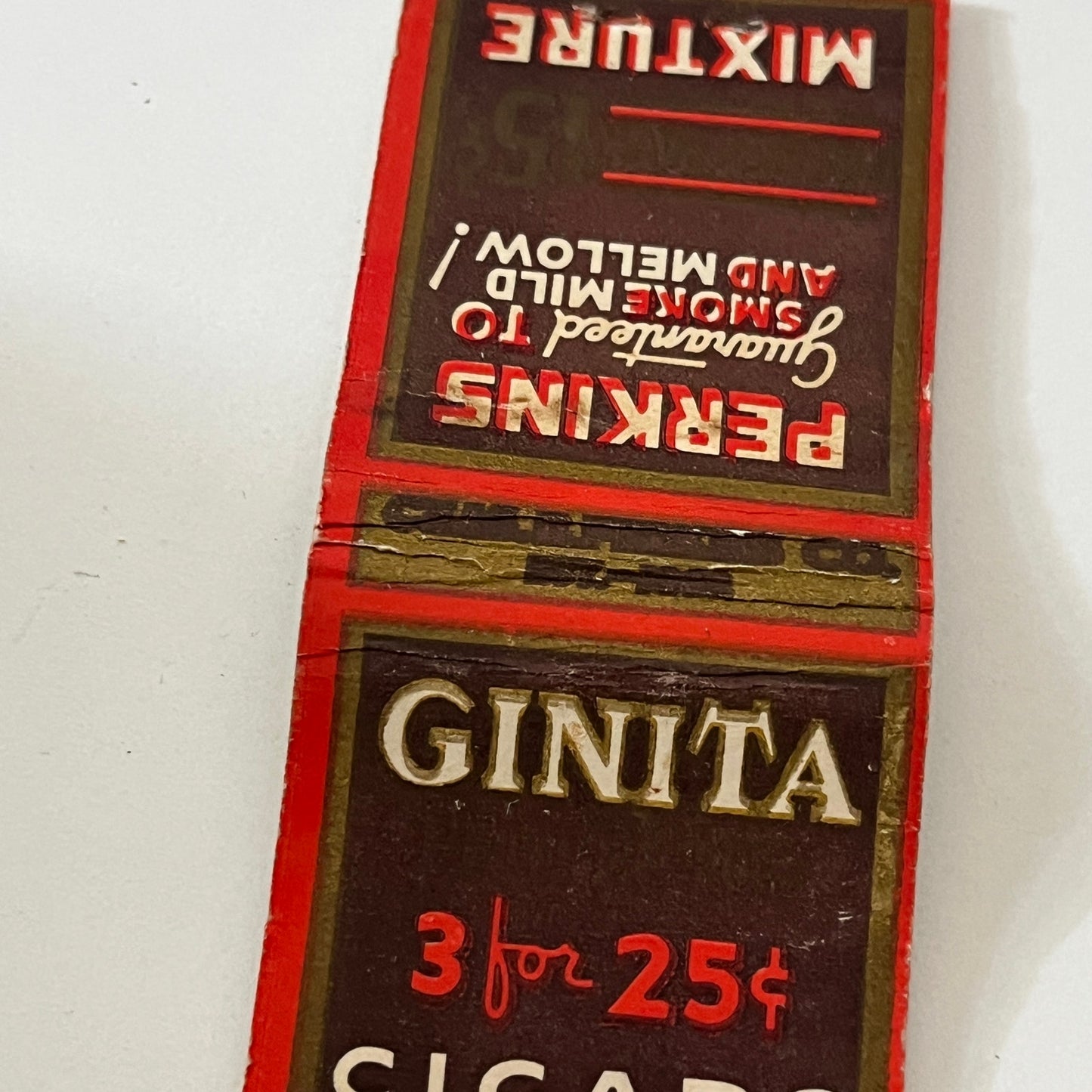 Perkins Tobacco Mixture Ginita Cigars Vintage Matchbook Cover TB6-MB1-13